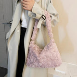 Retro Warm Autumn Winter Shoulder Bag Plush Lady Handbag