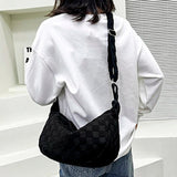 Plaid Crossbody Messenger Bag Large Capacity Soft Solid Handbag