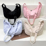 Plaid Crossbody Messenger Bag Large Capacity Soft Solid Handbag