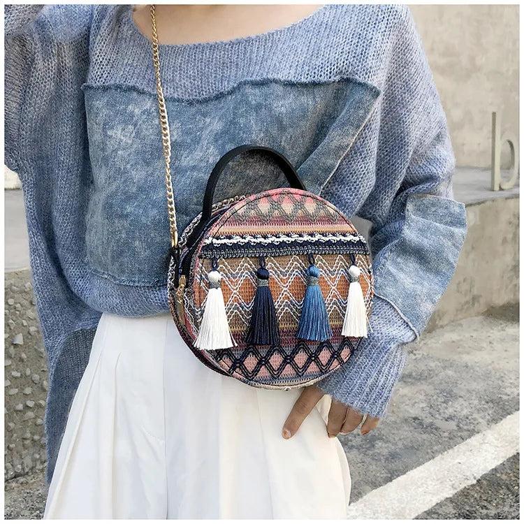 Summer Tassel Tote Messenger Cross Body Shoulder Bag