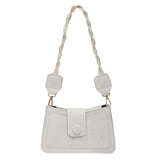 Stone Pattern Women Shoulder Bag PU Retro Woven Strap