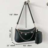 2Pcs Women Butterfly Chain Shoulder Bags Casual Underarm Bag Ladies Handbags