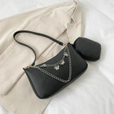 2Pcs Women Butterfly Chain Shoulder Bags Casual Underarm Bag Ladies Handbags