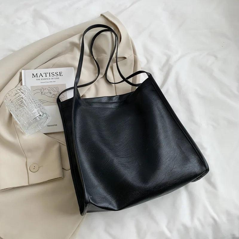 Large Capacity Soft Tote Bag Women's Leather Handbag