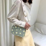 Women Flower Print Shoulder Bag Zipper Crossbody Handbag Classic Wallet