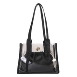 2pcs/set Transparent PVC Handbag with PU Jelly Totes Women Shoulder Bags