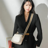 Women Crossbody Bags with Wide Fabric Strap - Leather Shoulder Bag