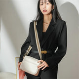 Women Crossbody Bags with Wide Fabric Strap - Leather Shoulder Bag
