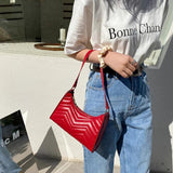 Crocodile Pattern Half-Moon Leather Crossbody Bag