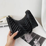 Crocodile Pattern Half-Moon Leather Crossbody Bag