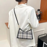 Soft Leather Plaid Armpit Women's Bag Crossbody Handbag