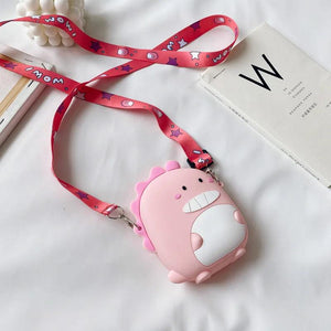 Kids Dino Crossbody Bag Silicone Phone Pouch Girls Purse