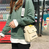 Canvas Shoulder Bag Solid Color Women Messenger Bag Outdoor Casual Crossbody