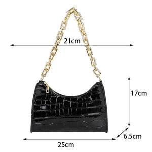 Crocodile Pattern Shoulder Bag with Zipper