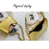 Crocodile Pattern Shoulder Bag with Zipper