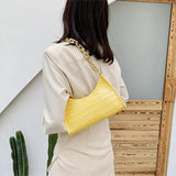 Crocodile Pattern Shoulder Bag with Zipper