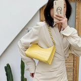 Crocodile Pattern Shoulder Bag with Zipper