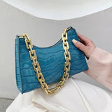 Crocodile Pattern Shoulder Bag with Zipper