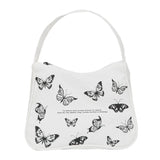 Spring Butterfly Print Canvas Tote Underarm Bag