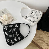 Spring Butterfly Print Canvas Tote Underarm Bag