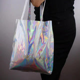 Women Handbag Laser Hologram Leather Shoulder Bag Large Capacity Casual Tote