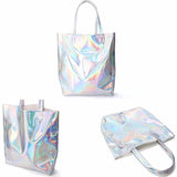 Women Handbag Laser Hologram Leather Shoulder Bag Large Capacity Casual Tote