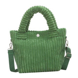 Corduroy Tote Bag Striped Shoulder Handbag for Vacation Work Beach