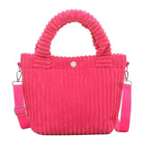 Corduroy Tote Bag Striped Shoulder Handbag for Vacation Work Beach