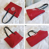 Chinese Character Embroidery Shoulder Bag for Women