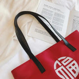 Chinese Character Embroidery Shoulder Bag for Women