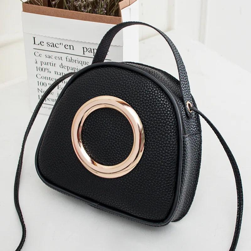 Soft PU Leather Crossbody Bag Small Circular Shoulder Bag