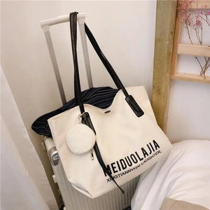 Canvas Shoulder Bags Large Capacity Lady Casual Tote Bag