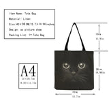 Eco Friendly Cat Print Beach Bag Shoulder High Capacity Women Handbag