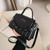 Women Leather Chain Shoulder Bag Flip Clutch Pouch Tote