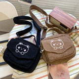 Canvas Zipper Bag Preppy Style Tote Shoulder Messenger Bag