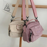 Canvas Zipper Bag Preppy Style Tote Shoulder Messenger Bag