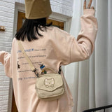 Canvas Zipper Bag Preppy Style Tote Shoulder Messenger Bag
