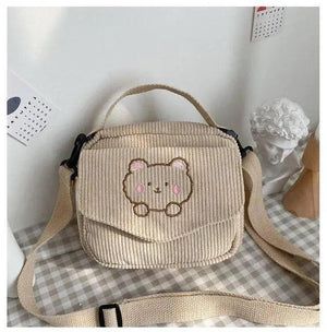 Canvas Zipper Bag Preppy Style Tote Shoulder Messenger Bag