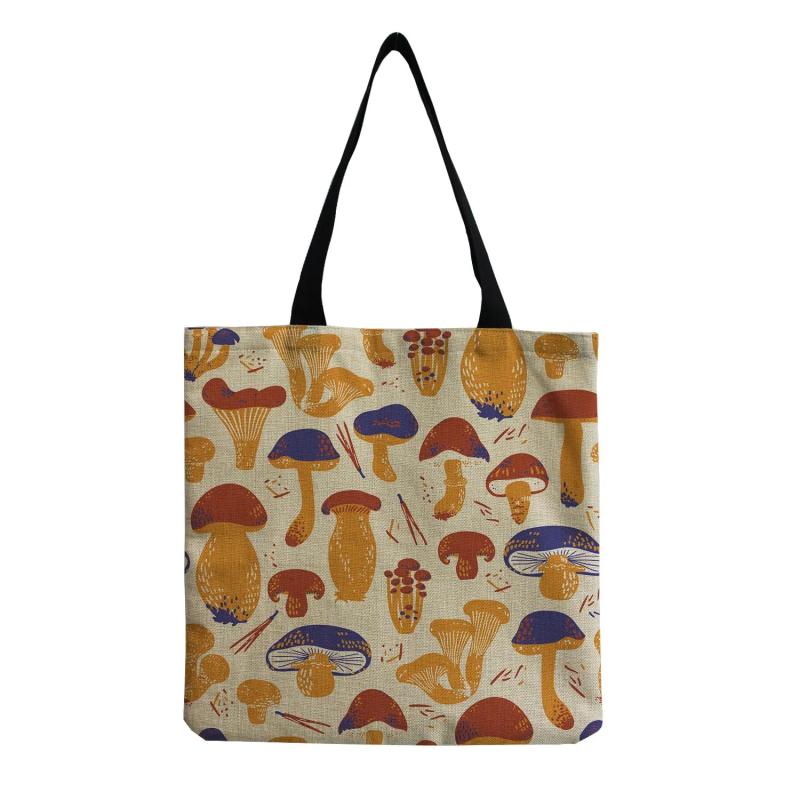 Creative Mushroom Shoulder Bag Art Floral Tote Eco Protection Women Handbag