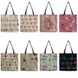 Nurse Print Handbags Foldable Shoulder Bags Eco Reusable Tote Bags