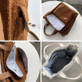 Fluffy Shoulder Bag Zipper Purse Cashmere Tote Solid Messenger Bags For Women