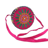 Ethnic Embroidery Round Shoulder Bag Crossbody Zipper Women's Handbags