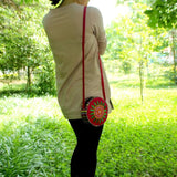 Ethnic Embroidery Round Shoulder Bag Crossbody Zipper Women's Handbags