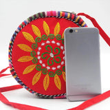 Ethnic Embroidery Round Shoulder Bag Crossbody Zipper Women's Handbags
