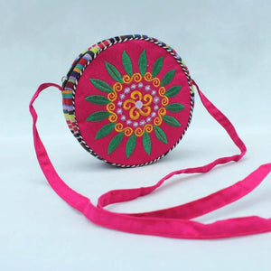 Ethnic Embroidery Round Shoulder Bag Crossbody Zipper Women's Handbags