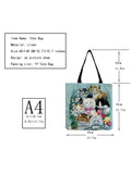 Ladies Cat Tote Bags Large Capacity Floral Animal Printed Handbag
