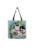 Ladies Cat Tote Bags Large Capacity Floral Animal Printed Handbag