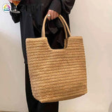 Straw Beach Women Shoulder Handbag Woven Boho Summer Tote Bag