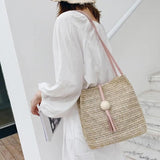 Casual One-shoulder Straw Bag Wild Bucket Bag Weave Handbag