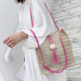 Casual One-shoulder Straw Bag Wild Bucket Bag Weave Handbag